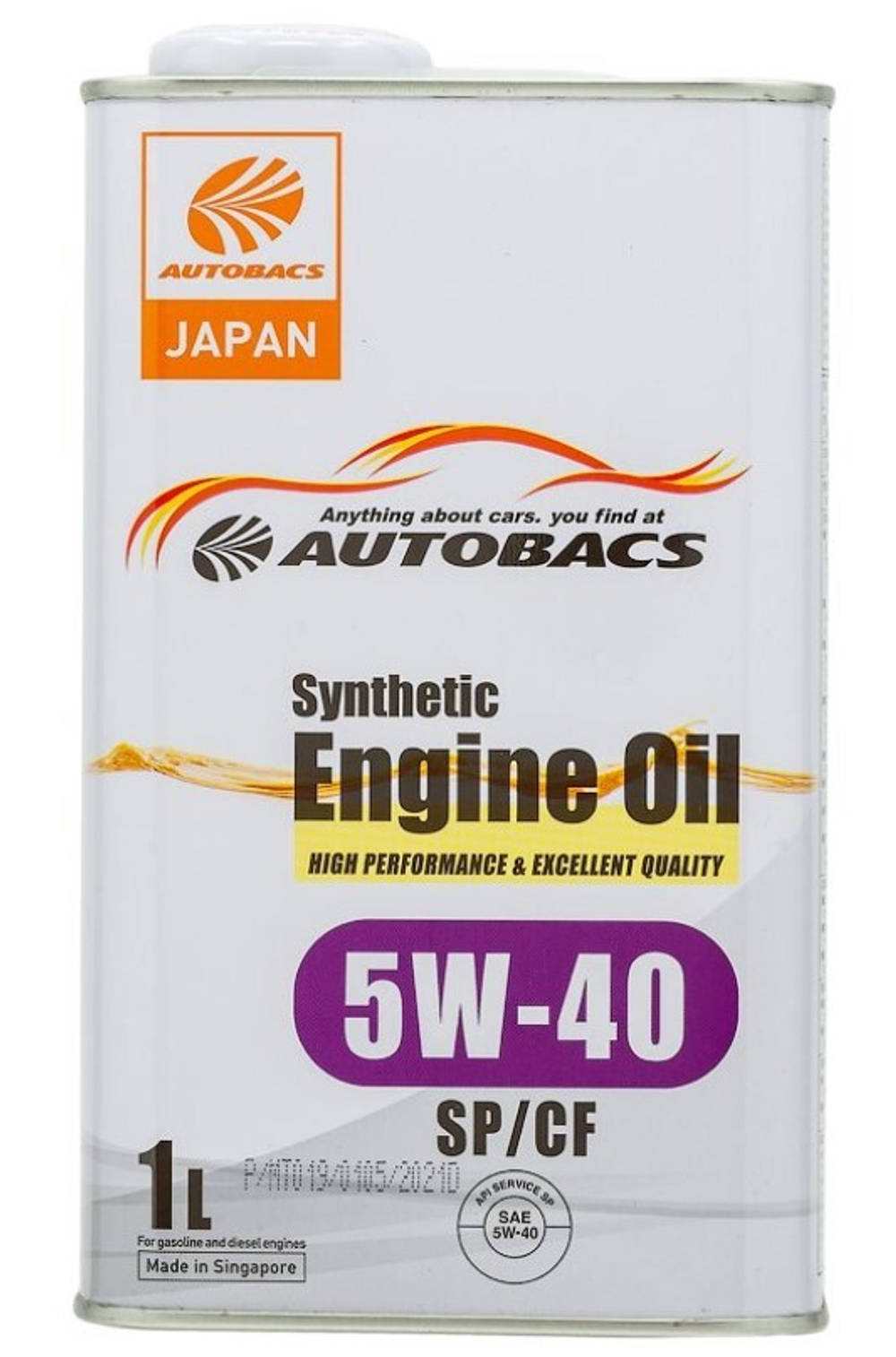 Масло моторное AUTOBACS Synthetic Engine Oil 5W-40 SP/CF синтетическое 1л / 5W40