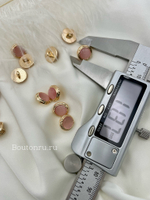 Пуговицы золотистые на ножке розовый (пудровый) камень луна