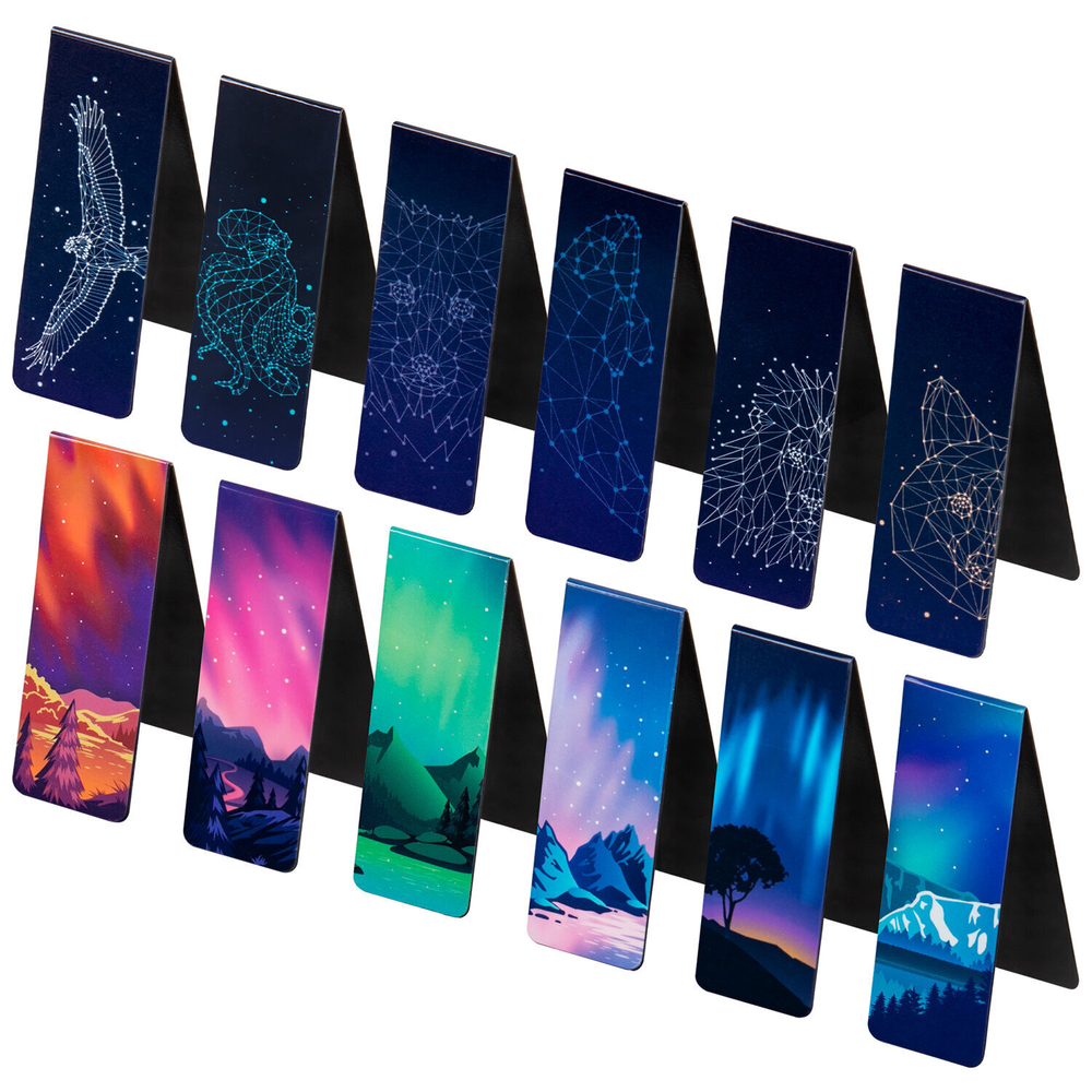 Закладки для книг МАГНИТНЫЕ "GALAXY" набор 12 шт. 60x20 мм BRAUBERG (4 штуки в упаковке)