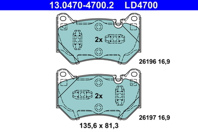 ATE - 13047047002-ATE - Brake Pad Set, disc brake