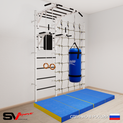 Шведская стенка Sv Sport усиленная 64170 (Турник рукоход/Брусья/Кольца/Цепь/Мешок 30кг/Мат 2м/Канатный лаз)