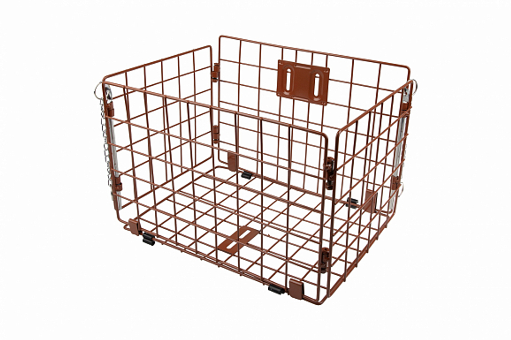 Велокорзина TEN-ZDCL-1 передняя, складная, стальная, коричневая