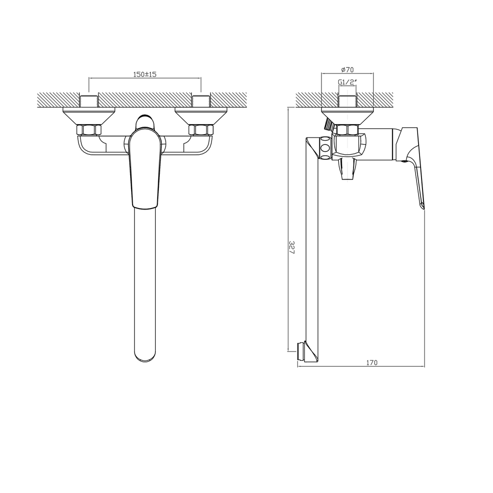 Смеситель для ванны и раковины 35k MIXLINE ML14-02BL ЧЕРНЫЙ