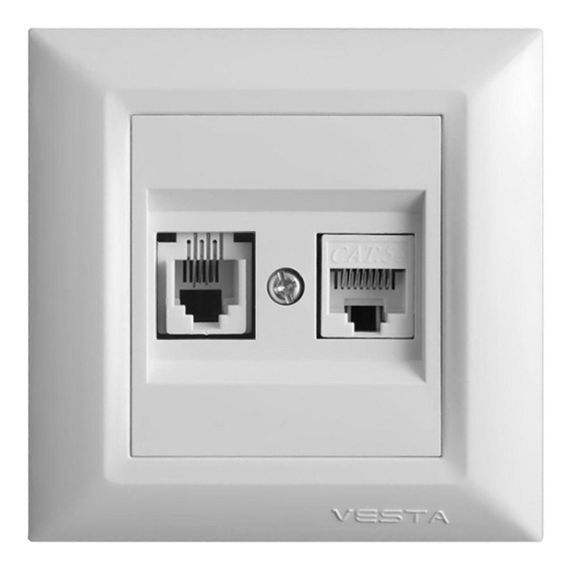 Розетка LAN/телефонная Vesta-Electric Roma белый FRZ00010204BEL