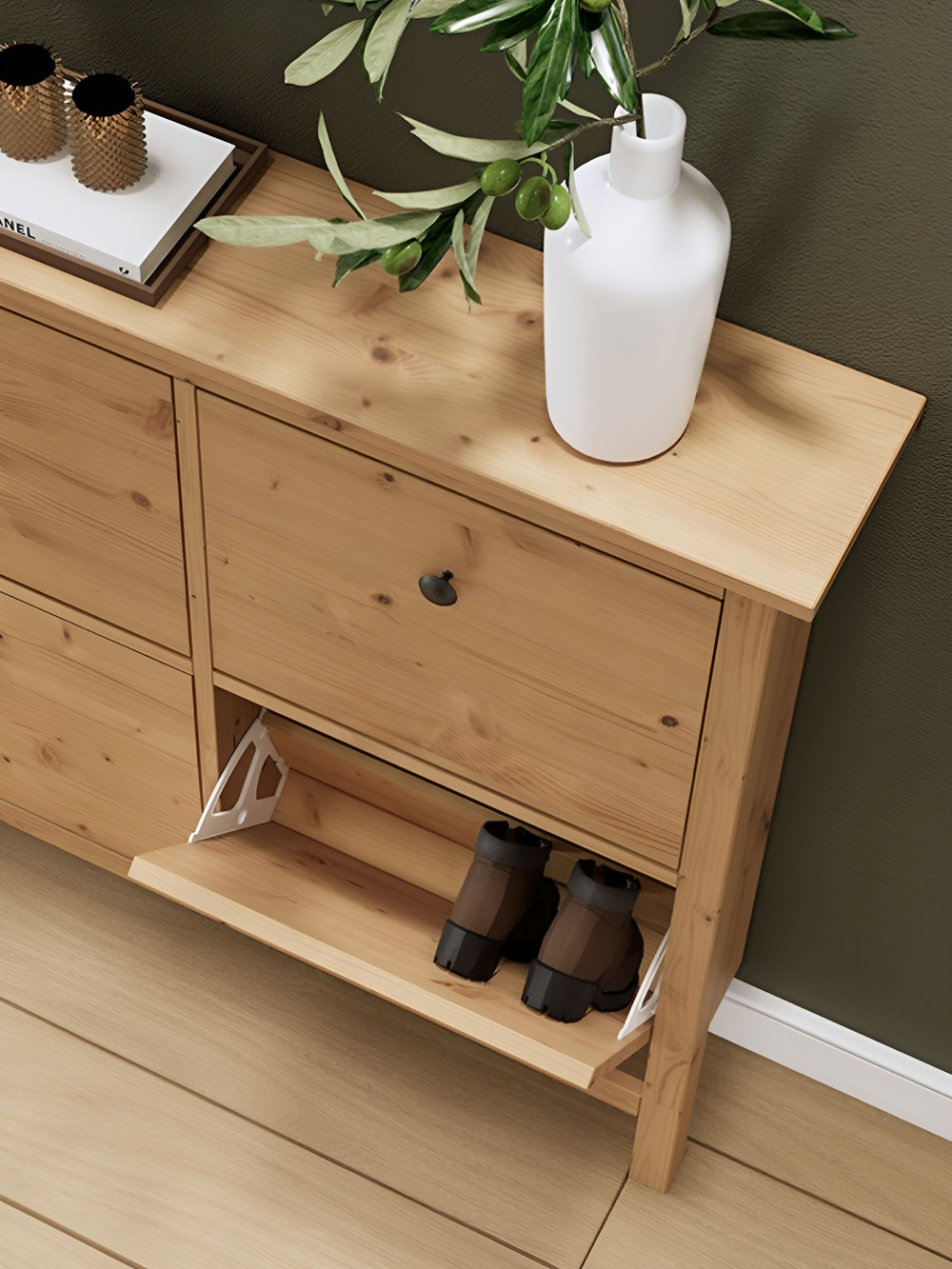 IKEA Обувница 3 ящ, HEMNES 89х127х30, черная/св-коричневая, из массива сосны, КЫМОР (ХЕМНЭС ИКЕА)