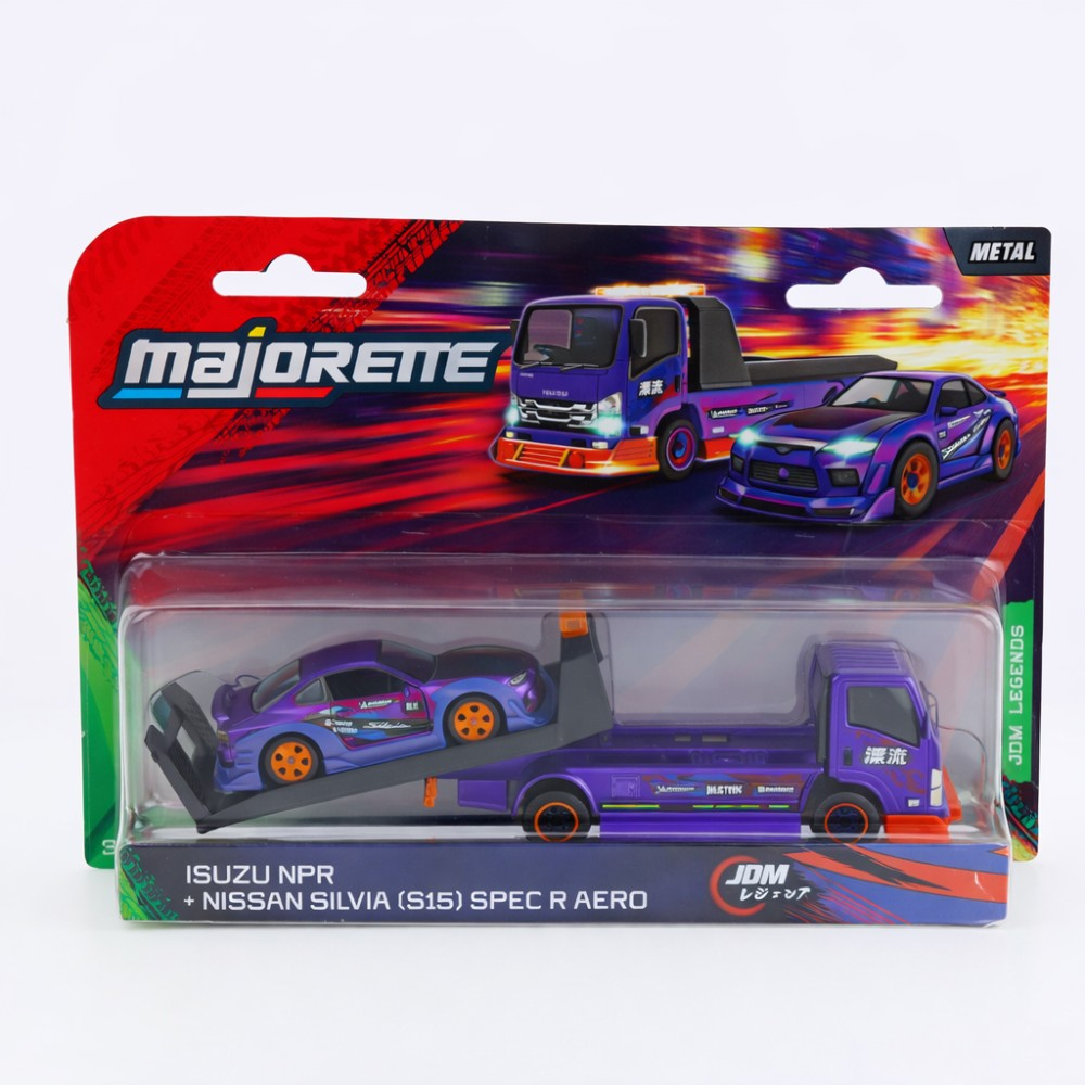 Majorette JDM LEGENDS - Набор No.2 Isuzu NPR + Nissan Silvia (S15) на платформе 4103000