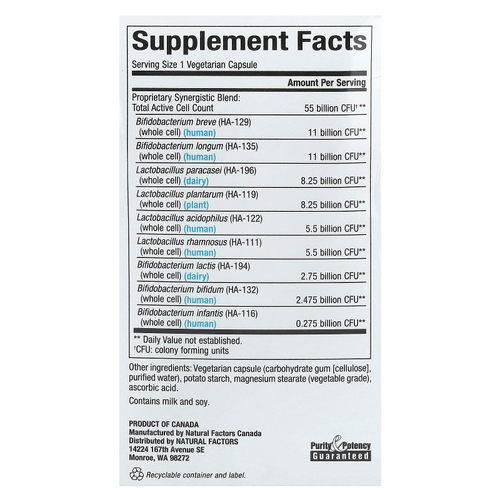 Natural Factors, Ultimate Probiotic, критический уход, 55 млрд КОЕ, 30 вегетарианских капсул