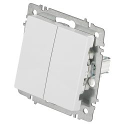 Переключатель Intro Accent 6-107-01 двойной, 10А-250В, IP20, СУ, AL/CU, белый | Intro