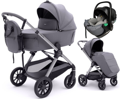 Коляска Agex Prima Pro 3 в 1 с автокреслом i-Safe Grey APS214 Sora серый