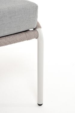 "Милан" диван 2-местный плетеный из роупа, каркас алюминий светло-серый (RAL7035) муар, роуп серый меланж круглый, ткань светло-серая