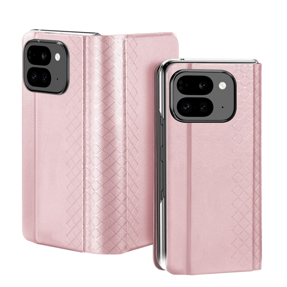 Чехол розового цвета с премиальной искусственной кожи от Dux Ducis для Google Pixel 9 Pro Fold, серия Bril Series Case
