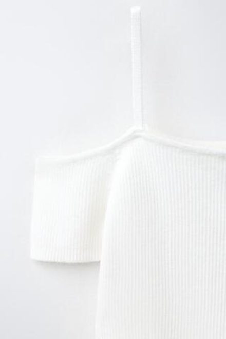 ZARA ТОП В РУБЧИК, ЖЕЛТОВАТО-БЕЛЫЙ