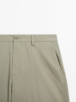 Massimo Dutti Шорты из хлопкового поплина,  цвет мха