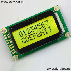 Дисплей LCM 0802A -5V- зеленый
