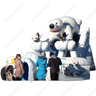 Большой надувной батут-горка "Мишка на севере"