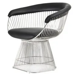 Кресло Platner Lounge H82, черная экокожа, хром