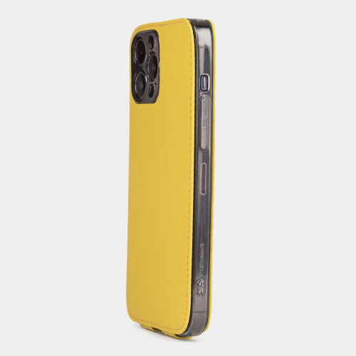 Чехол для iPhone 13 Pro Max из кожи теленка, желтого цвета