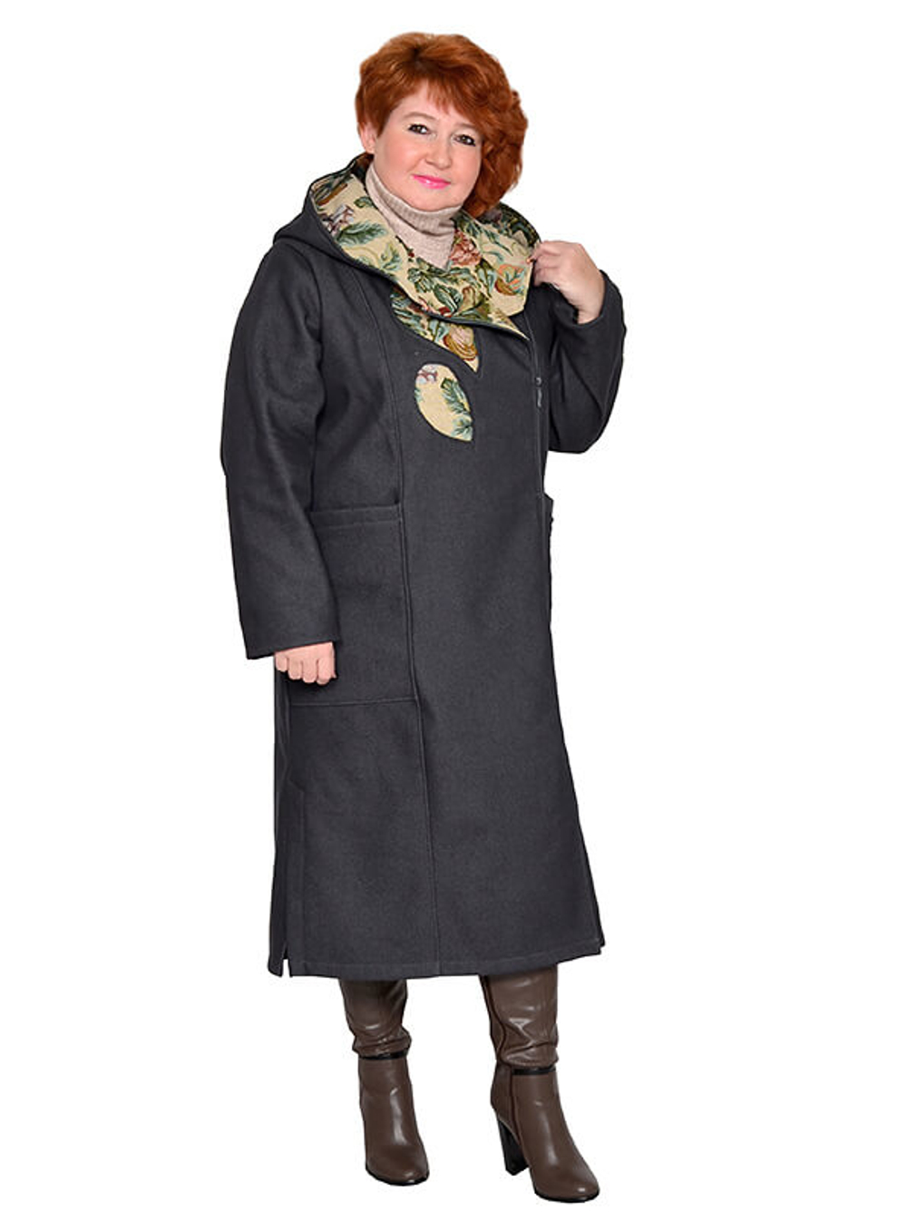 Пальто Полянки, джинс на флисе