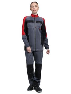 Костюм женский "Формула-1" (куртка+брюки) серый/красный/черный