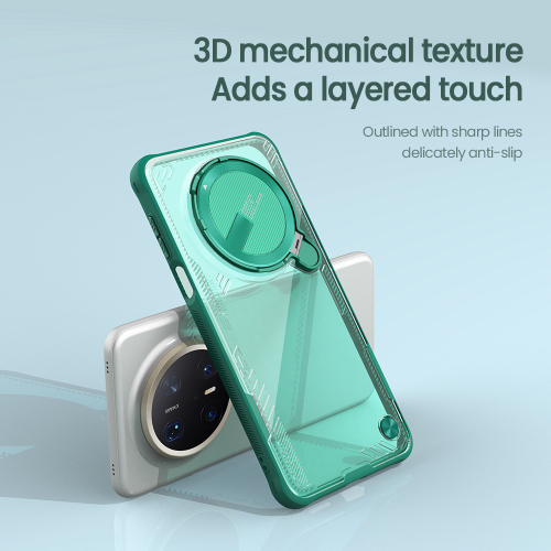 Чехол прозрачный зеленого цвета от Nillkin с металлической крышкой для камеры на смартфон Huawei Mate 70 Pro и 70 Pro+, серия Iceblade Prop