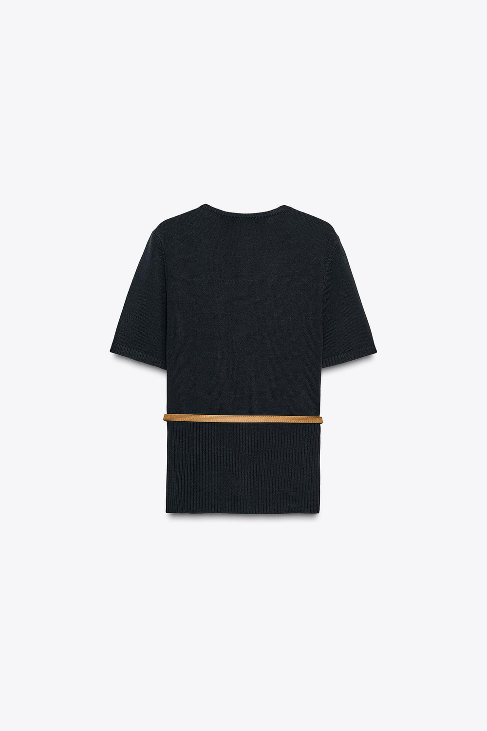 ZARA ВЯЗАНЫЙ КАРДИГАН С КОРОТКИМИ РУКАВАМИ И ПОЯСОМ, МОРСКОЙ СИНИЙ