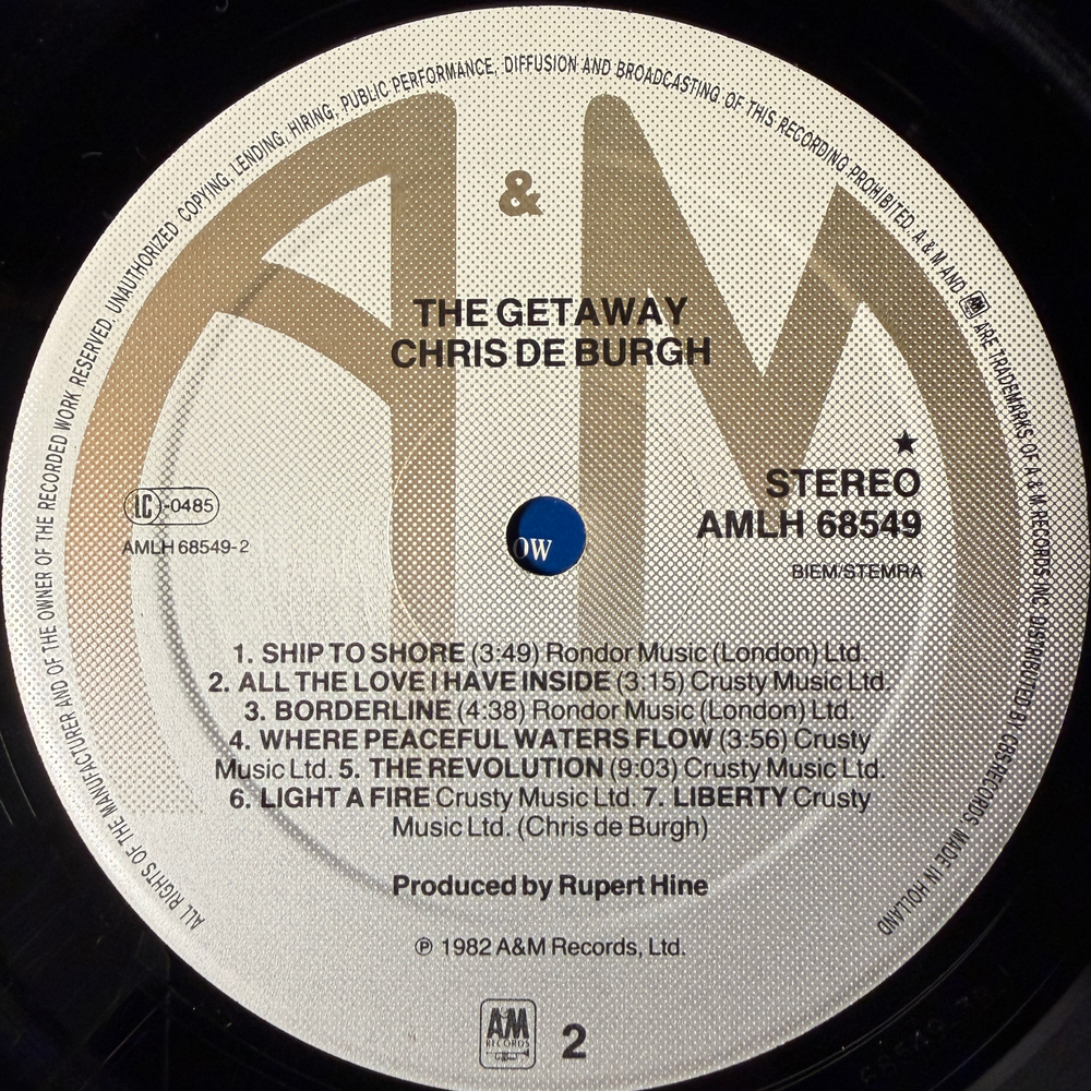 Chris de Burgh ‎– The Getaway (Голландия 1982г.)