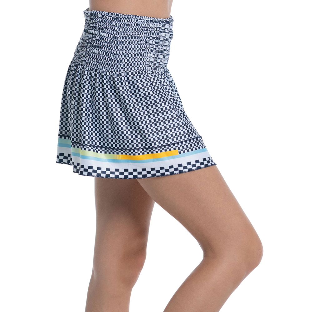 Женская теннисная юбка Lucky in Love Long Check Me Out Smock Skirt Women - Dark Blue, White