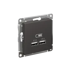 Розетка USB AtlasDesign тип A+A 5В/2.1А 2х5В/1.05А механизм базальт SE ATN001433