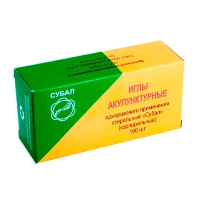 Иглы корпоральные Субал 0,30x40 мм с витой ручкой из меди 100 шт