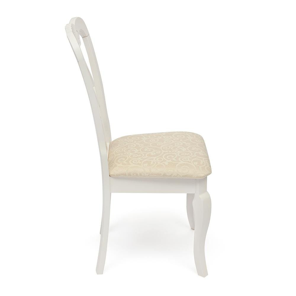 Стул - Афродита/ Aphrodite дерево гевея, 46х54х99см, butter white, ткань кремовая с рисунком (3321)