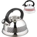 Чайник из нержавеющей стали 3л со свистком, с рисунком, меняющим цвет клетка MAL-0417С