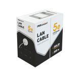 Кабель витая пара омедненный U/UTP, CCA, CAT 5e, PVC, 4PR, 24AWG, внутренний, однопроволочный, серый