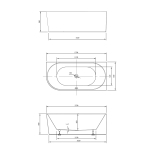 Ванна акриловая Vincea VBT-402-1700R, 1700*800*580, цвет белый, правая, слив-перелив в комплекте, хром