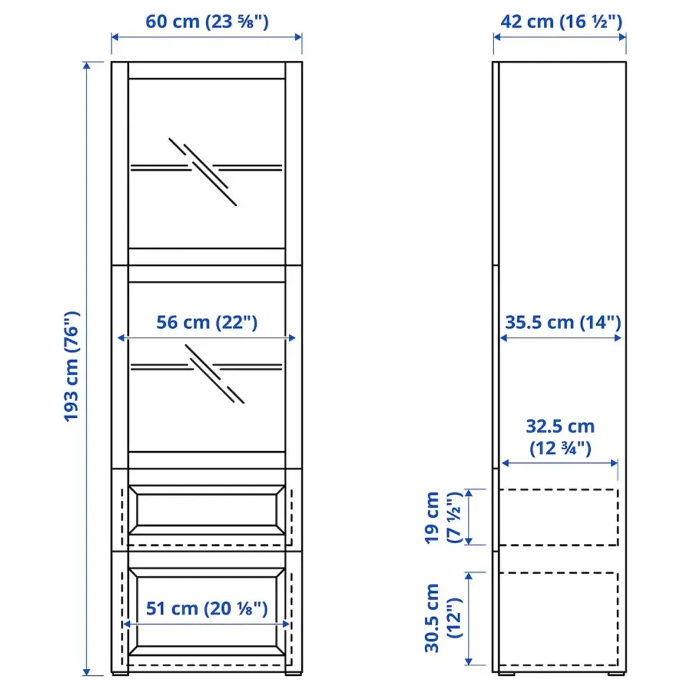 Книжный шкаф - BESTÅ/ BESTА IKEA/ БЕСТА/БЕСТО ИКЕА, 193х60 см, темно-серый