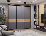 Шкаф-купе МАМА SLIM,184*60, Дуб вотан, Серый