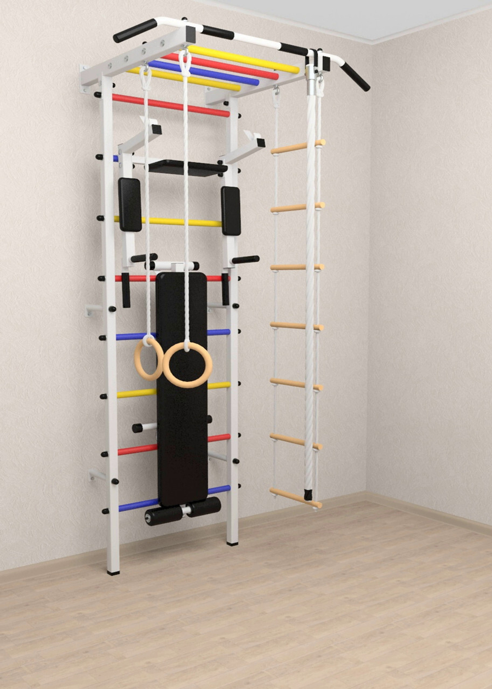 Шведская стенка Sv Pro рукоход 855 (Турник Pro рукоход/Брусья/стойка/Скамья/Канат/Кольца/Лестница)