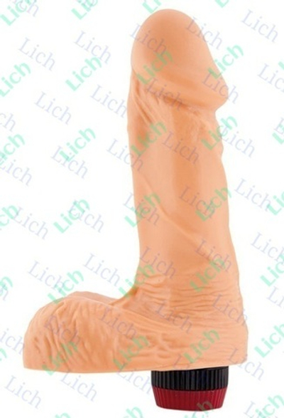 Телесный вибратор с мошонкой, 15,2 см