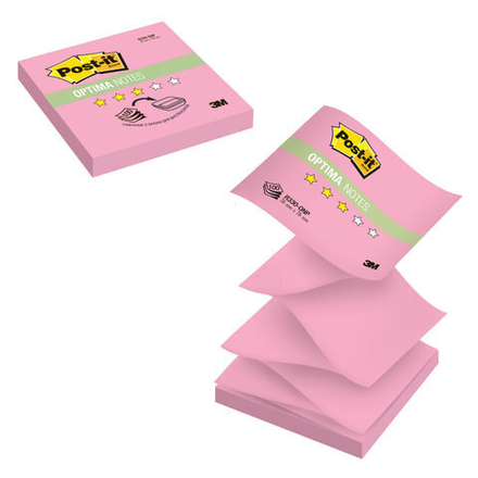 Блок самоклеящийся (стикер) POST-IT ORIGINAL "Осень" (Z-блок), 76х76 мм, 100 л., розовый неон, R330-ONP