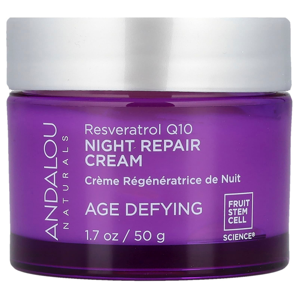 Andalou Naturals, Ночной восстанавливающий крем, Ресвератрол Q10, против старения, 50 мл