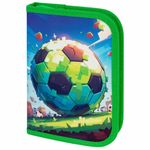 Пенал ПИФАГОР, 1 отделение, 1 откидная планка, полиэстер, 19х13 см, "Football match", 273476