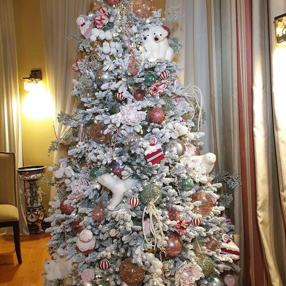 Заснеженная ель с гирляндой «Россо» теплый свет (Литая+пвх) 120 см / 1,2 м