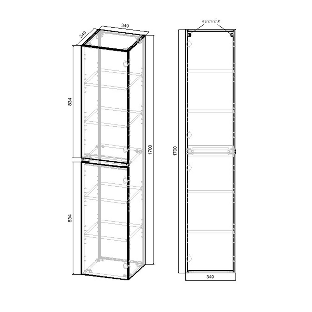 Шкаф Fine VSC-2NF170GW подвесной, 1700*350*350, G.White, , шт