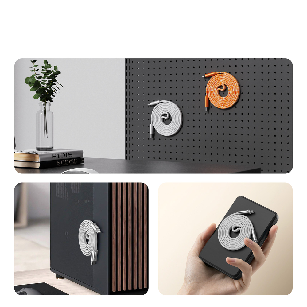 Кабель для быстрой зарядки 27W в тканевой оплетке длина 100см (1м) с разъемом Type C на Lightning, серия AUTO Series Aluminum от Dux Ducis