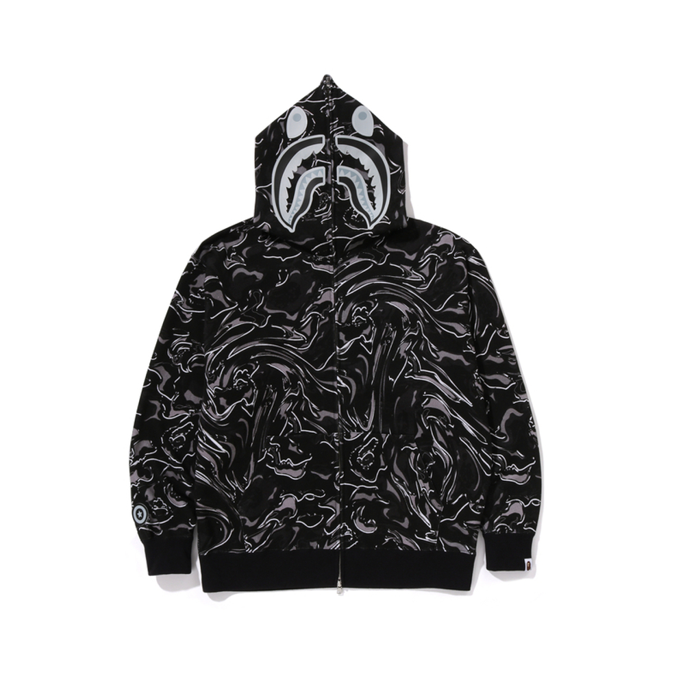 A Bathing Ape Marbling Camo Shark Relaxed Fit Full Zip Худи черный