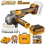 Угловая шлифмашина аккумуляторная INGCO CAGLI211542 бесщеточная