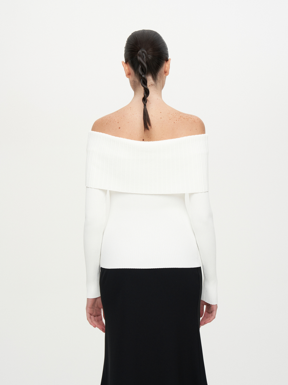 Топ трикотажный с отворотом и длинными рукавами