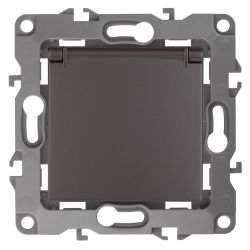 12-2103-13 ЭРА Розетка 2P+E Schuko со шторками с крышкой, 16A-250В, IP20, Эра12, бронза | Эра 12 Бронза