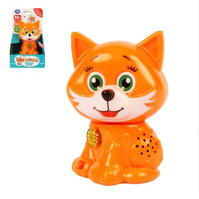 Обучающая "Лисичка" 50 песен, стихов, звуков, голова-трещотка, свет, коробка HT1004-R1 (Умка)