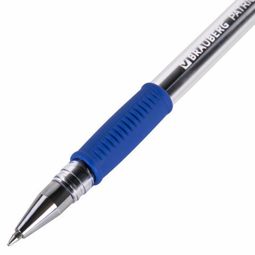 Ручка гелевая РОССИЯ "PATRIOT-GT", СИНЯЯ, корпус прозрачный, узел 0,7 мм, линия письма 0,4 мм, BRAUBERG, 143959
