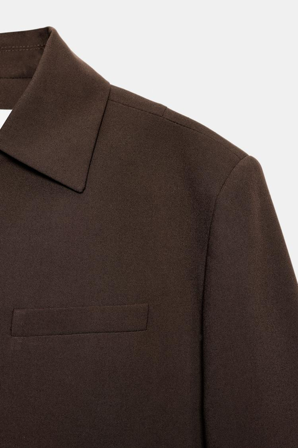 ZARA ДВУБОРТНЫЙ БЛЕЙЗЕР С ВОРОТНИКОМ С ЛАЦКАНАМИ, КОРИЧНЕВЫЙ